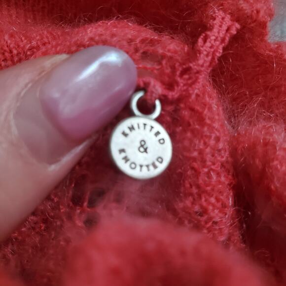 Anthropologie Knitted Knotted Sweater Small Delicate Pointelle Mohair Whimsy - Picture 3 of 9